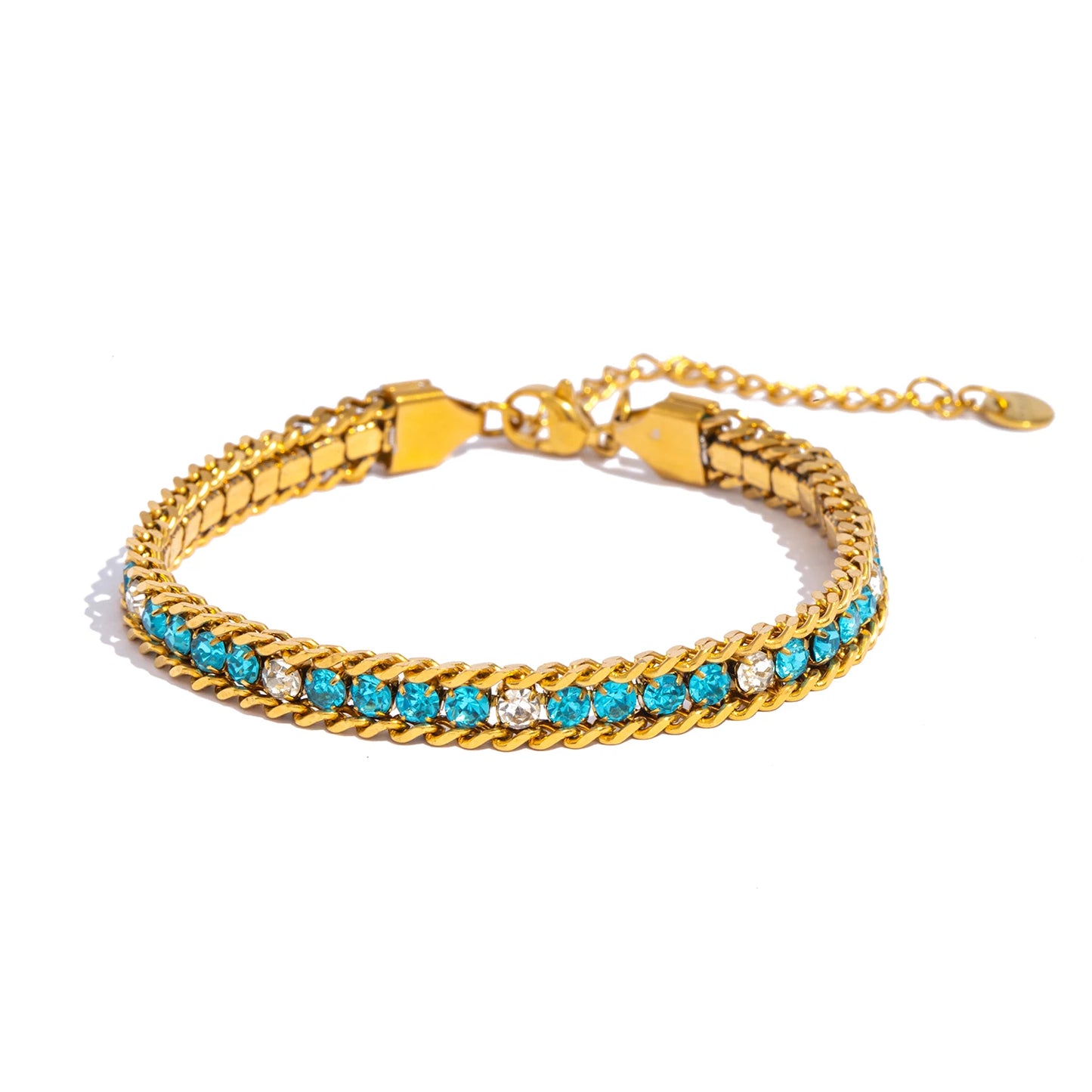 Pulsera de Triple Fila con Brillante, Acero Inoxidable Hipoalergénico Chapado en Oro de 18K, Joyería de Lujo y Elegante