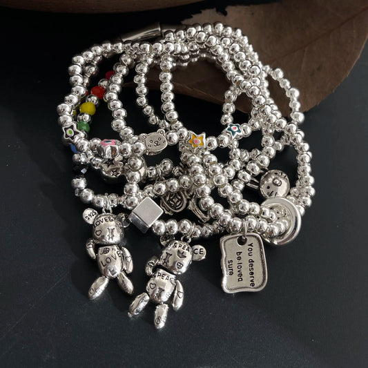925 Sterling Silver Bracelets for Women Men Accessories Trend Vintage Beads Chain Pendant Party Jewelry Gift