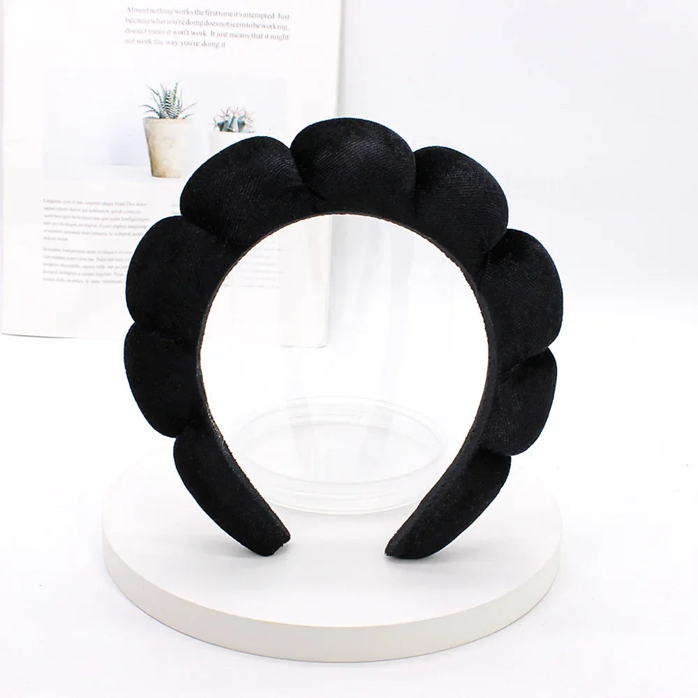 Sponge Spa Headband Velvet Washing Face Wide Padded Headband Skin Care Makeup Removal Shower for Women Girls Hair Accessories
