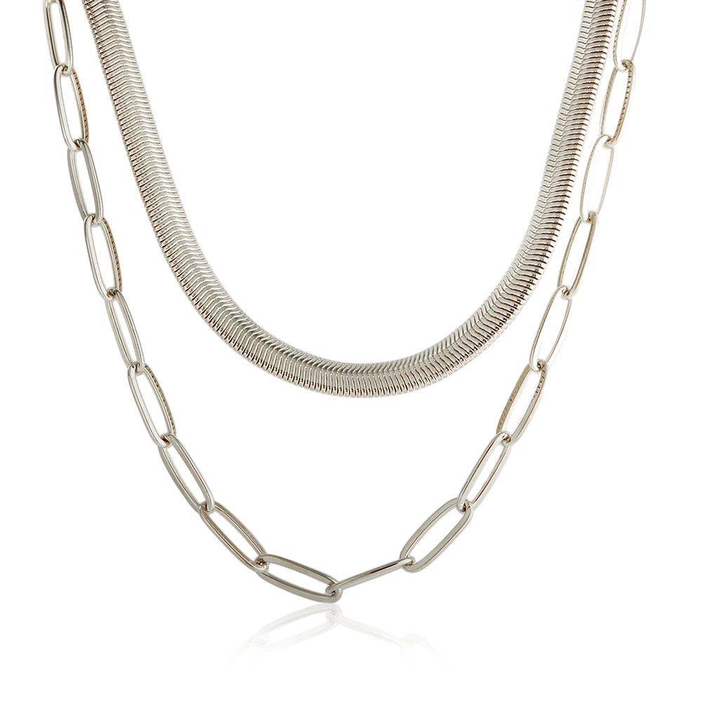Collar Colgante Gargantilla de Cadena Doble Vintage Punk con Cadena de Serpiente en el Cuello para Mujer, Cadena Gruesa Dorada