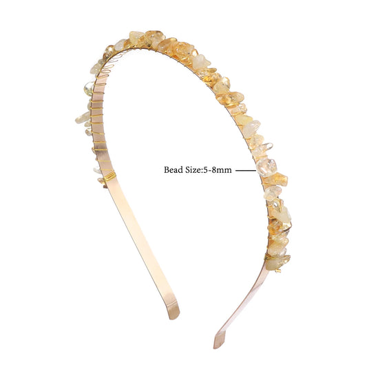 1PC Natural Stone Crown Gravel Headbands Irregular Aquamarines Amethysts Chip Beads Hair Hoops For Women Girl Hair Accessories