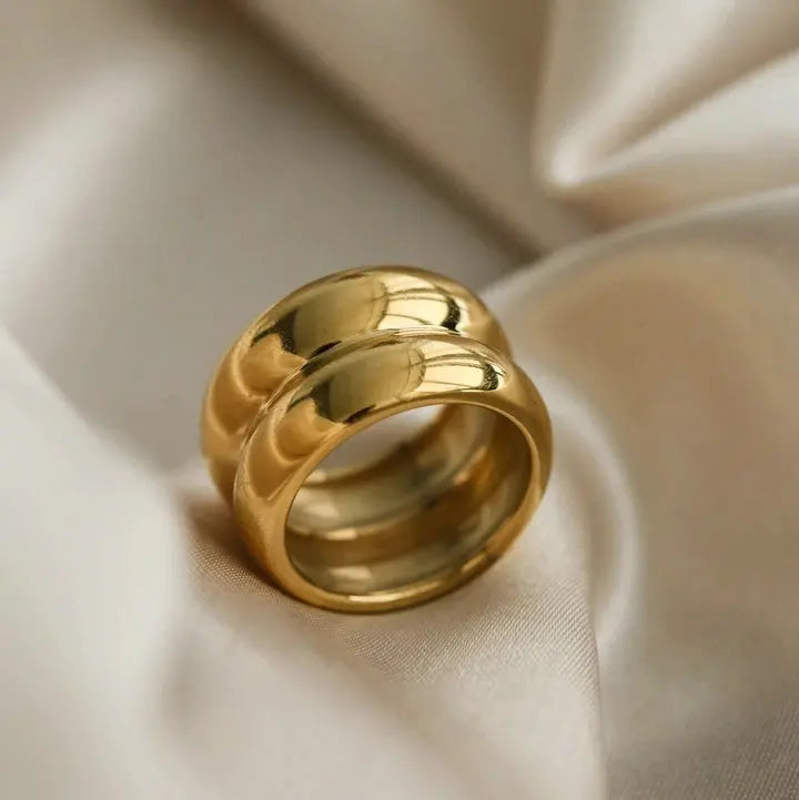 Anillo Uworld de acero inoxidable 316L chapado en oro PVD de 18K para dedo, joyería llamativa, con concha, perla de agua dulce y circonia