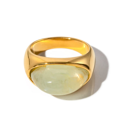 Anillo de piedra preciosa en cabujón con corazón de gel retro de Uworld en acero inoxidable, disponible en oro y plata.