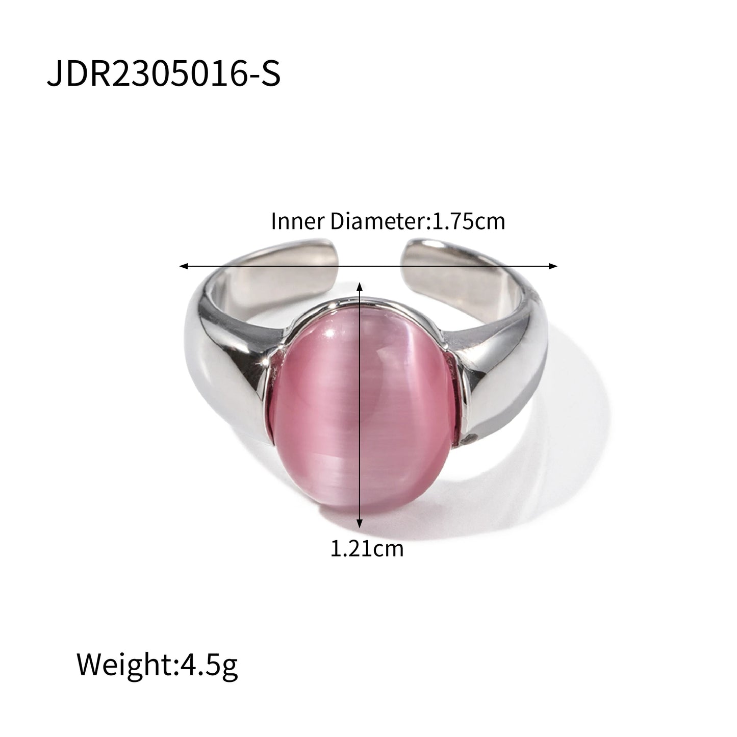 Anillo de piedra preciosa en cabujón con corazón de gel retro de Uworld en acero inoxidable, disponible en oro y plata.