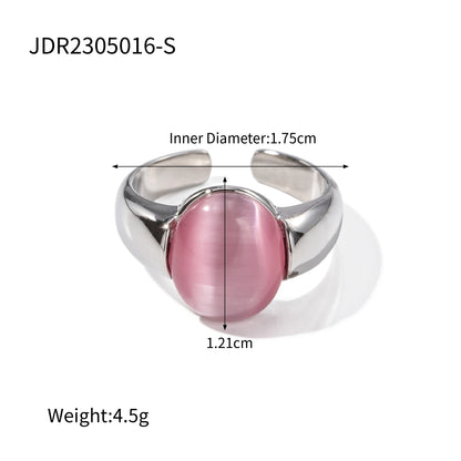 Anillo de piedra preciosa en cabujón con corazón de gel retro de Uworld en acero inoxidable, disponible en oro y plata.