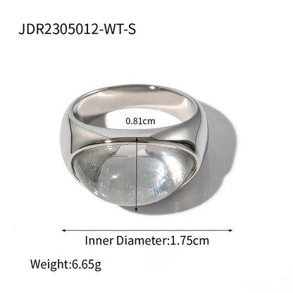 Anillo de piedra preciosa en cabujón con corazón de gel retro de Uworld en acero inoxidable, disponible en oro y plata.