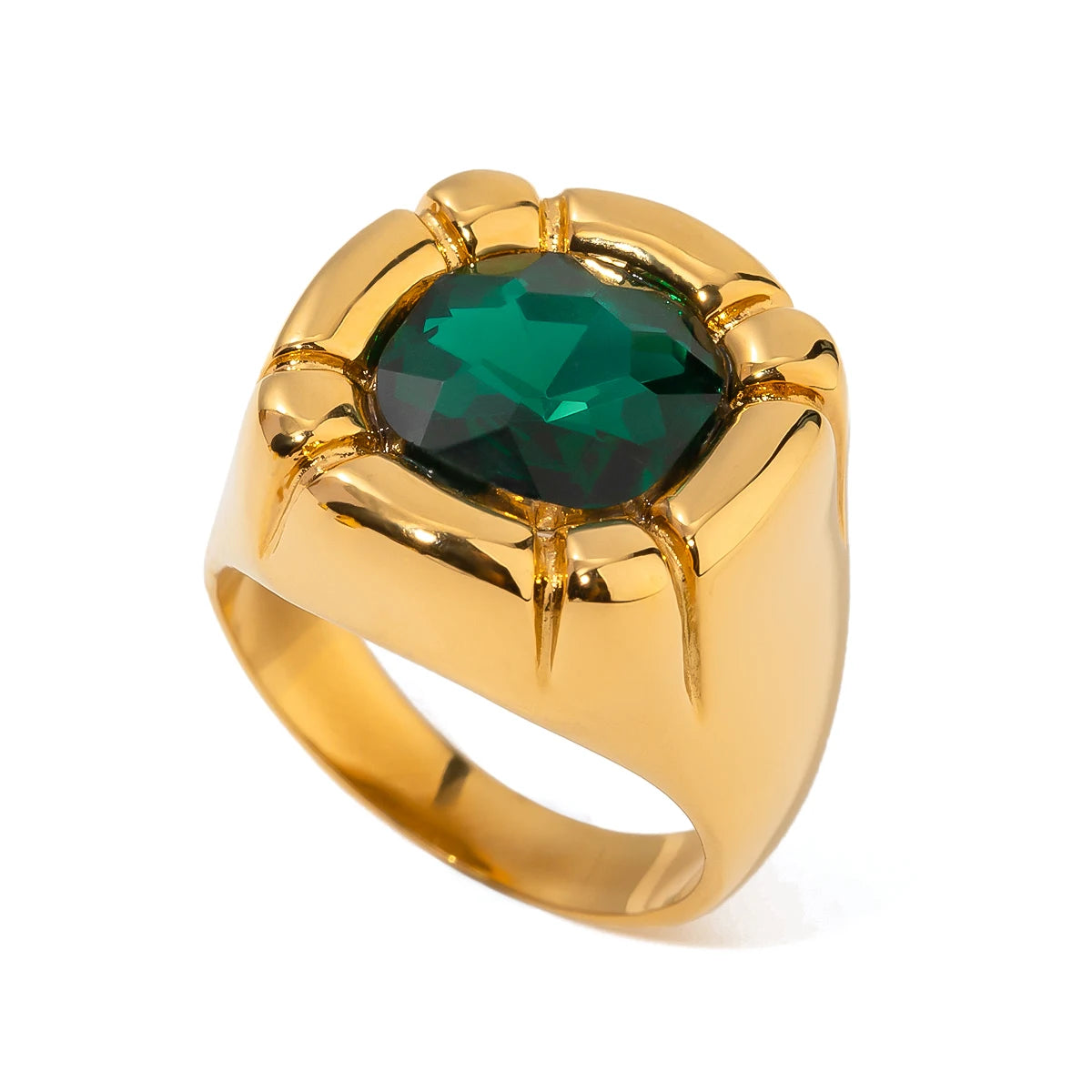 Anillo Uworld de acero inoxidable 316L chapado en oro PVD de 18K para dedo, joyería llamativa, con concha, perla de agua dulce y circonia