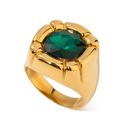 Anillo Uworld de acero inoxidable 316L chapado en oro PVD de 18K para dedo, joyería llamativa, con concha, perla de agua dulce y circonia