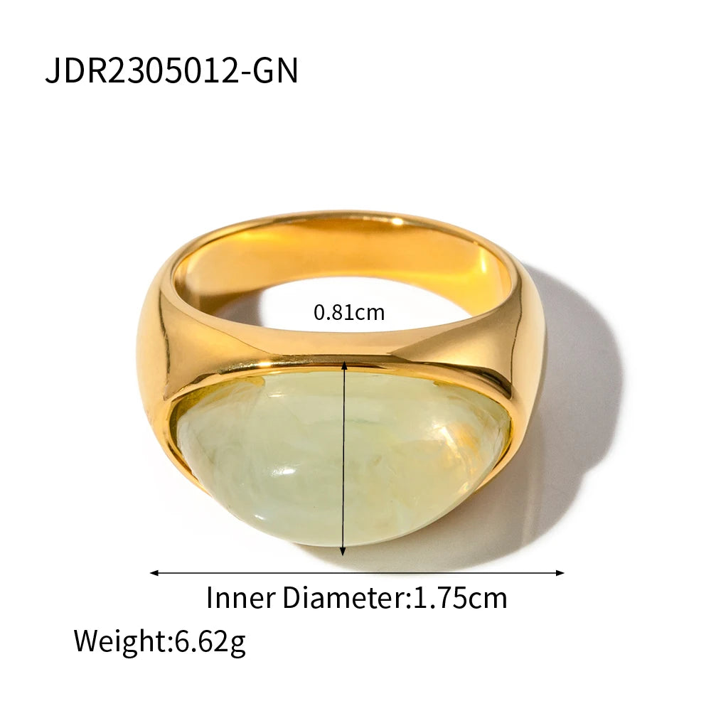 Anillo de piedra preciosa en cabujón con corazón de gel retro de Uworld en acero inoxidable, disponible en oro y plata.