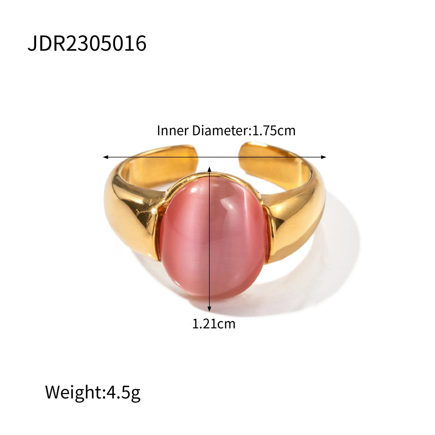 Anillo de piedra preciosa en cabujón con corazón de gel retro de Uworld en acero inoxidable, disponible en oro y plata.