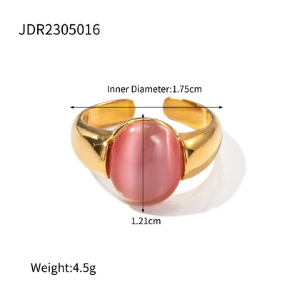 Anillo de piedra preciosa en cabujón con corazón de gel retro de Uworld en acero inoxidable, disponible en oro y plata.