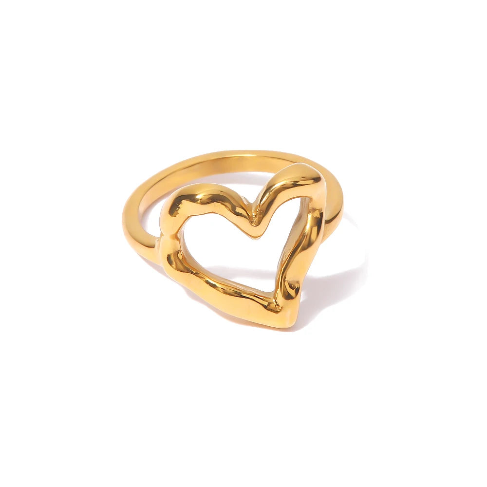 Anillo Uworld de acero inoxidable 316L chapado en oro PVD de 18K para dedo, joyería llamativa, con concha, perla de agua dulce y circonia