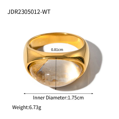 Anillo de piedra preciosa en cabujón con corazón de gel retro de Uworld en acero inoxidable, disponible en oro y plata.