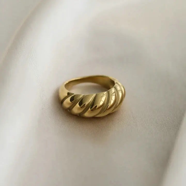 Anillo Uworld de acero inoxidable 316L chapado en oro PVD de 18K para dedo, joyería llamativa, con concha, perla de agua dulce y circonia