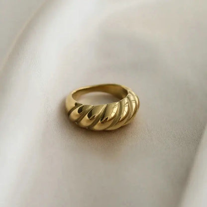 Anillo Uworld de acero inoxidable 316L chapado en oro PVD de 18K para dedo, joyería llamativa, con concha, perla de agua dulce y circonia