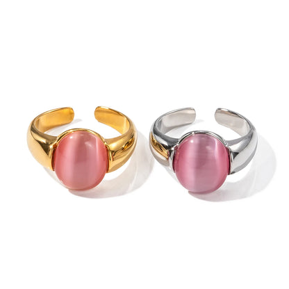 Anillo de piedra preciosa en cabujón con corazón de gel retro de Uworld en acero inoxidable, disponible en oro y plata.