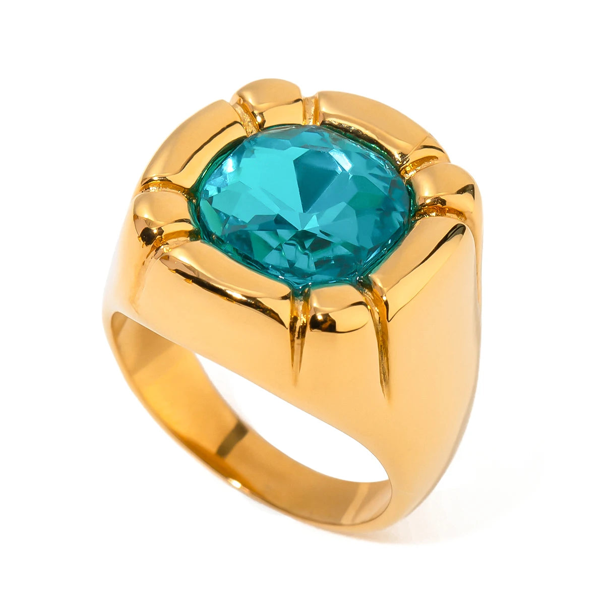 Anillo Uworld de acero inoxidable 316L chapado en oro PVD de 18K para dedo, joyería llamativa, con concha, perla de agua dulce y circonia
