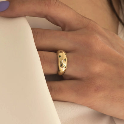 Anillo Uworld de acero inoxidable 316L chapado en oro PVD de 18K para dedo, joyería llamativa, con concha, perla de agua dulce y circonia