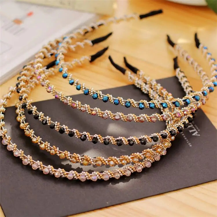 Fashion Women Hair Hoop Ladies Crystal Rhinestone Pearl Hairband Headband Head Piece Hair Band Accessories