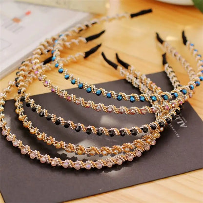 Fashion Women Hair Hoop Ladies Crystal Rhinestone Pearl Hairband Headband Head Piece Hair Band Accessories