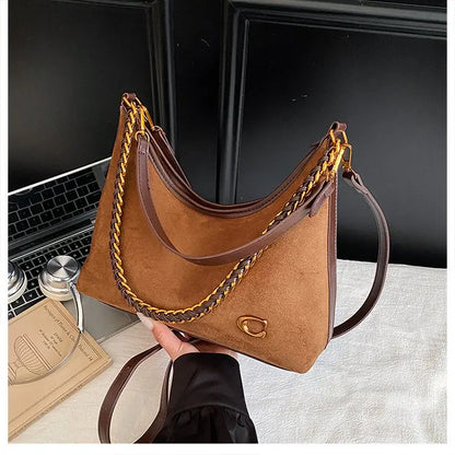 Bolso bandolero para mujer Ele, retro, mate, con cadena, versátil, para uso diario, para una sola persona