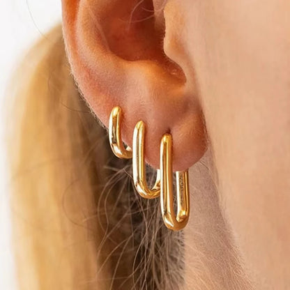 2/6 PCS Pendientes Huggies Minimalistas Mariasz de Acero Inoxidable con Recubrimiento PVD Color Oro, Aro Cuadrado para Mujeres y Hombres, Joyería Clásica