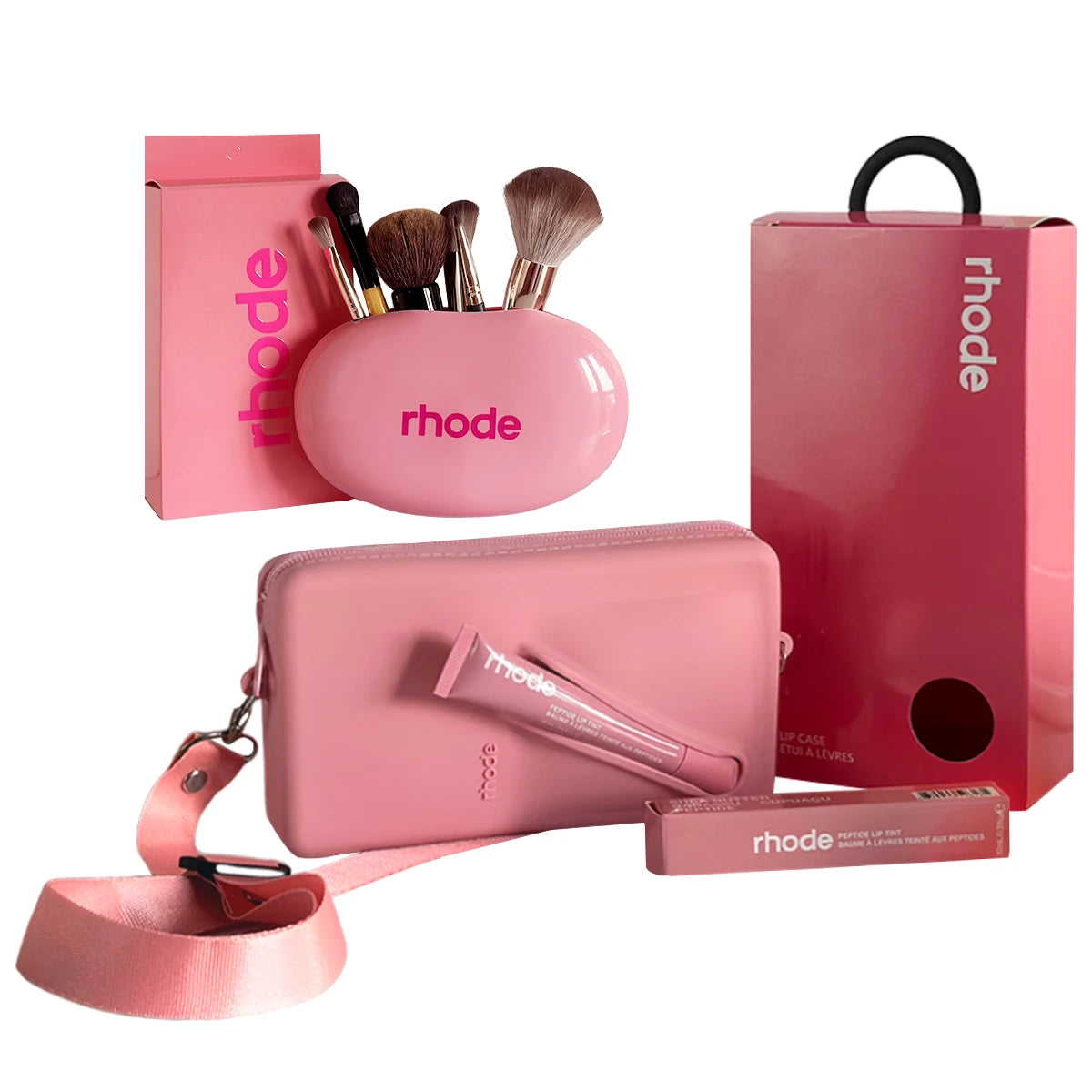Juego de Bolsas de Silicona para Teléfono + Bolsa de Cosméticos Correa Larga Ajustable Bolsas de Mujer a la Moda