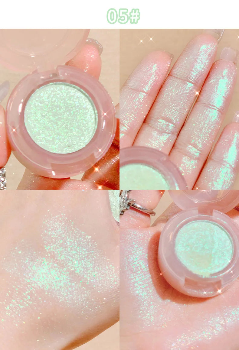 Paleta de Sombras de Ojos Monocromática con Brillo de Diamante, Sombras de Ojos Descoloradas, Iluminador, Lentejuelas, Resistente al Agua, Pigmentos de Maquillaje de Larga Duración
