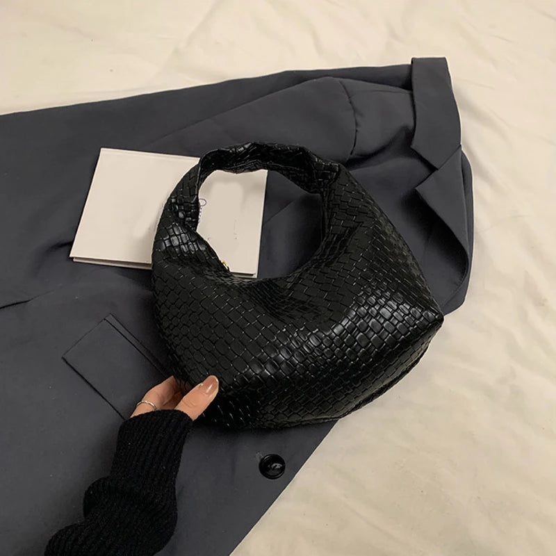 Bolso de Hombro Hobo Pequeño de Mujer de Moda Clásica, Tejido y Grabado, de Cuero PU Suave con Asa Superior, Bolsos Casuales para el Día a Día