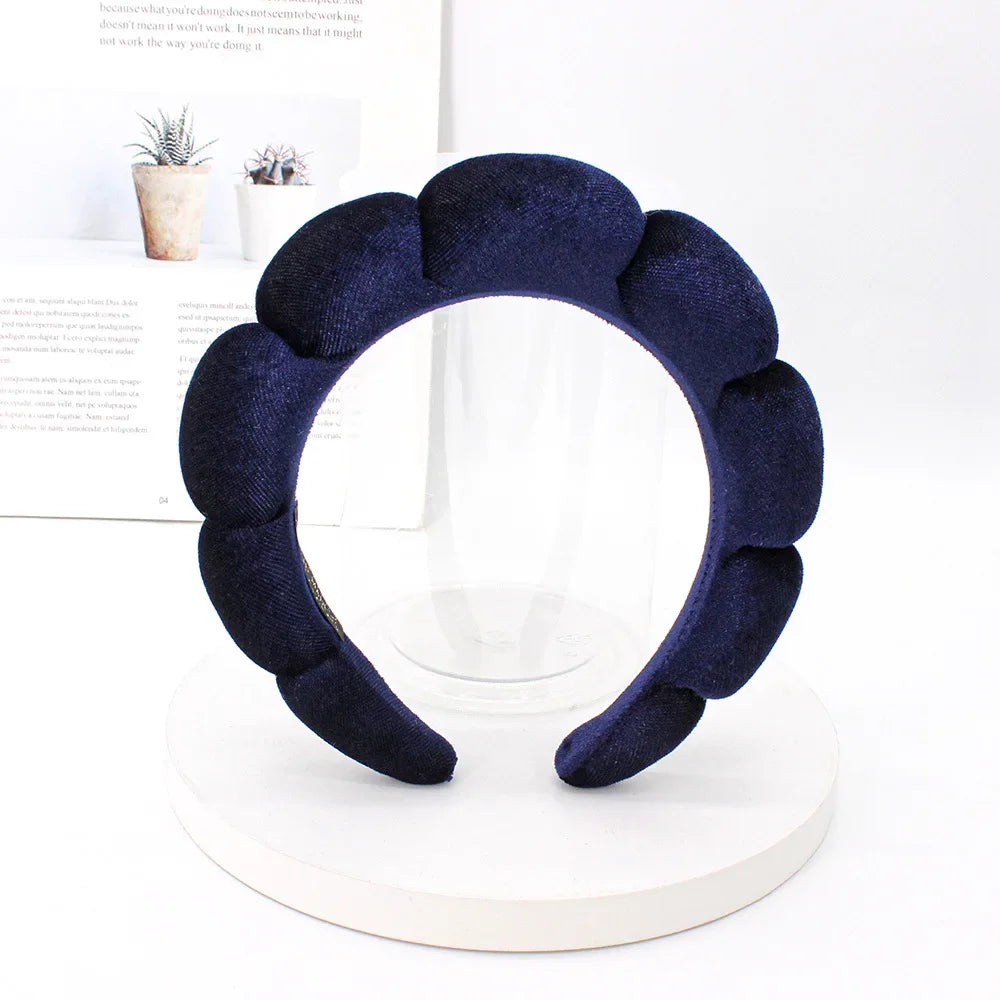 Sponge Spa Headband Velvet Washing Face Wide Padded Headband Skin Care Makeup Removal Shower for Women Girls Hair Accessories