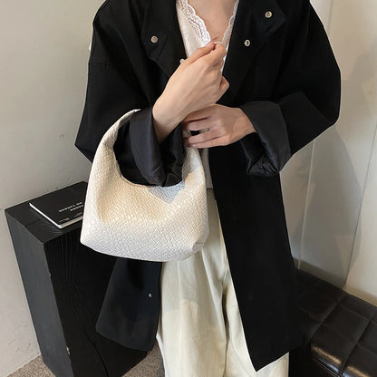 Bolso de Hombro Hobo Pequeño de Mujer de Moda Clásica, Tejido y Grabado, de Cuero PU Suave con Asa Superior, Bolsos Casuales para el Día a Día