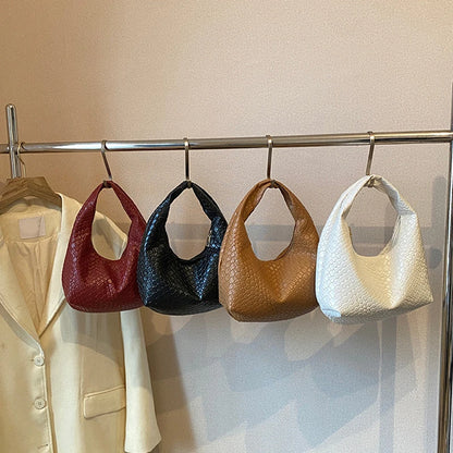 Bolso de Hombro Hobo Pequeño de Mujer de Moda Clásica, Tejido y Grabado, de Cuero PU Suave con Asa Superior, Bolsos Casuales para el Día a Día