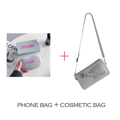 Juego de Bolsas de Silicona para Teléfono + Bolsa de Cosméticos Correa Larga Ajustable Bolsas de Mujer a la Moda