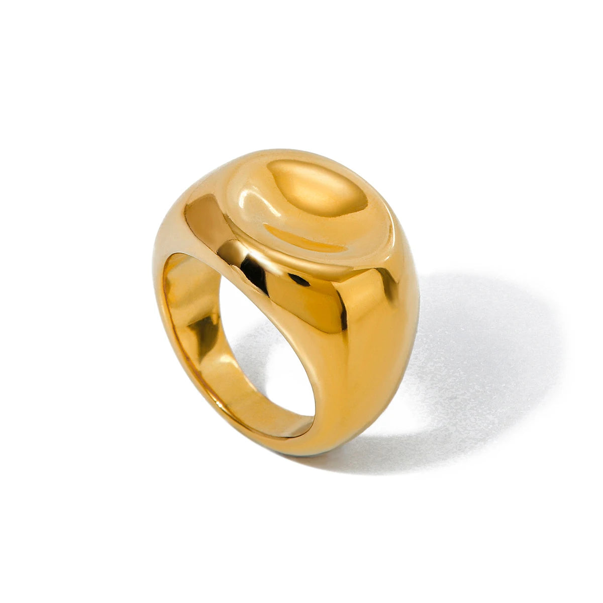 Anillo Uworld de acero inoxidable 316L chapado en oro PVD de 18K para dedo, joyería llamativa, con concha, perla de agua dulce y circonia