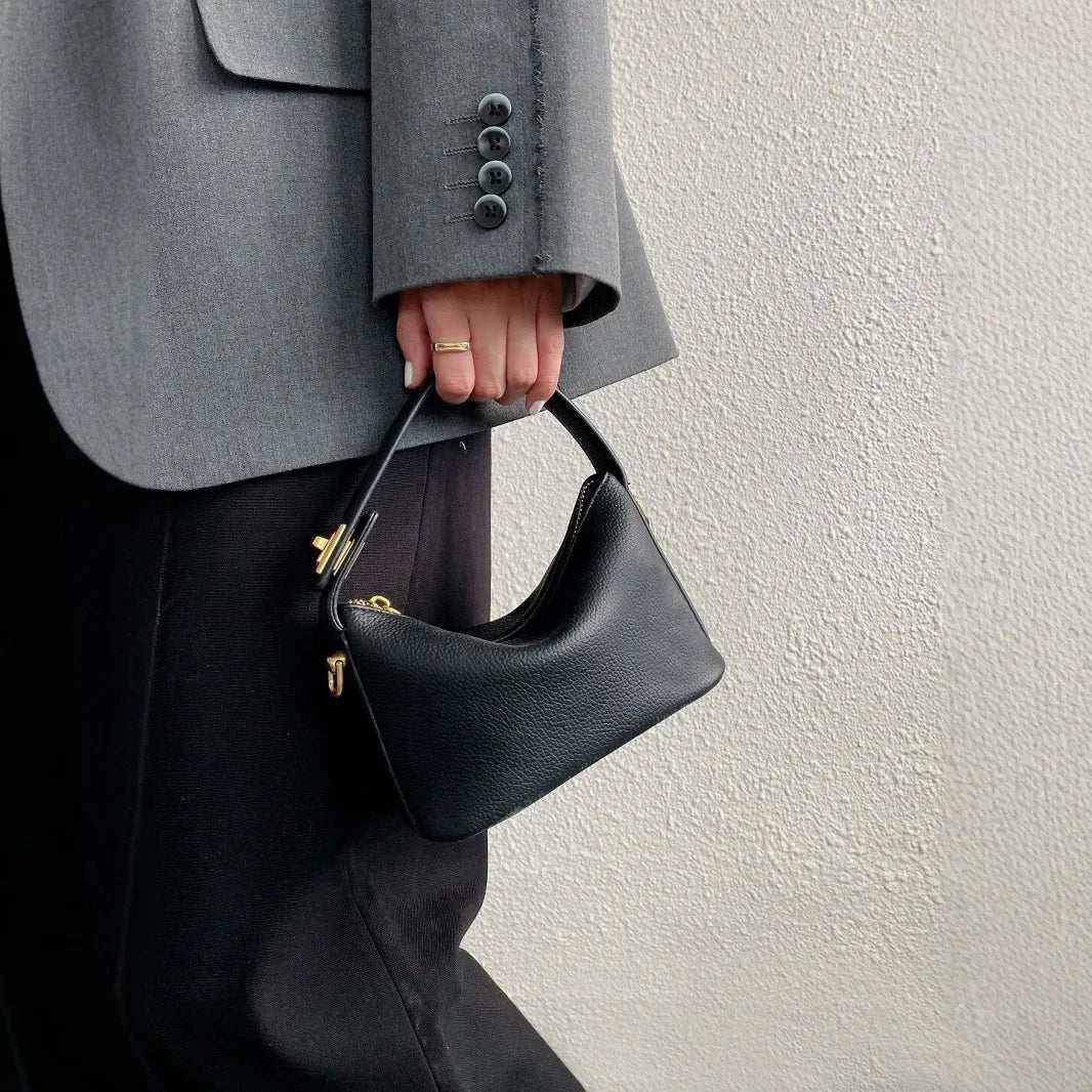 Bolso sencillo y retro, bolso bandolero, bolso pequeño cuadrado de cuero suave