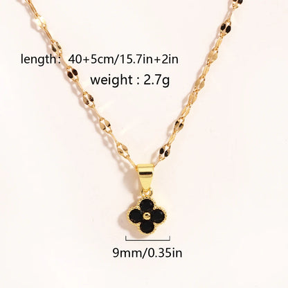 Collar con colgante de trébol violeta de cadena de acero inoxidable para mujer