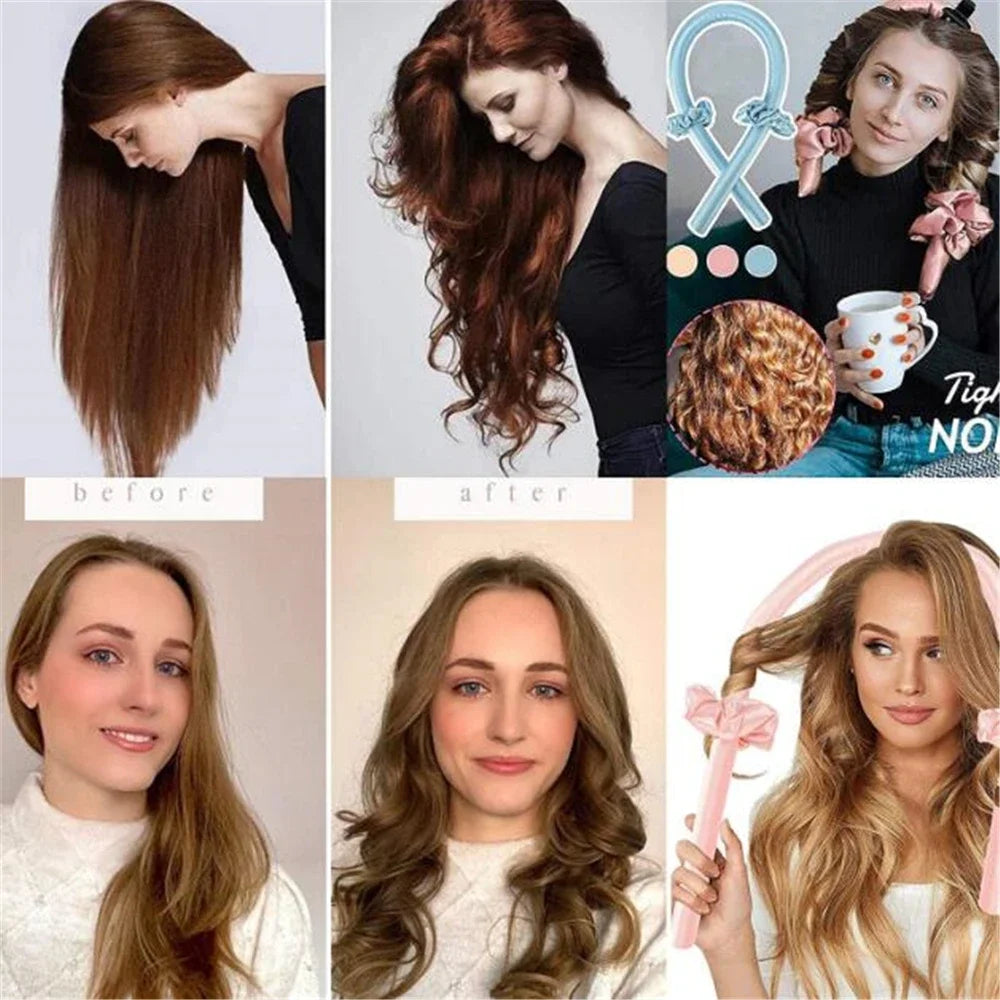 Diadema Rizador Sin Calor Varilla Sin Calor Rizos de Seda Cinta Rulos para el Cabello para Dormir Diadema Suave Rizadores Perezosos Herramientas de Estilizado del Cabello