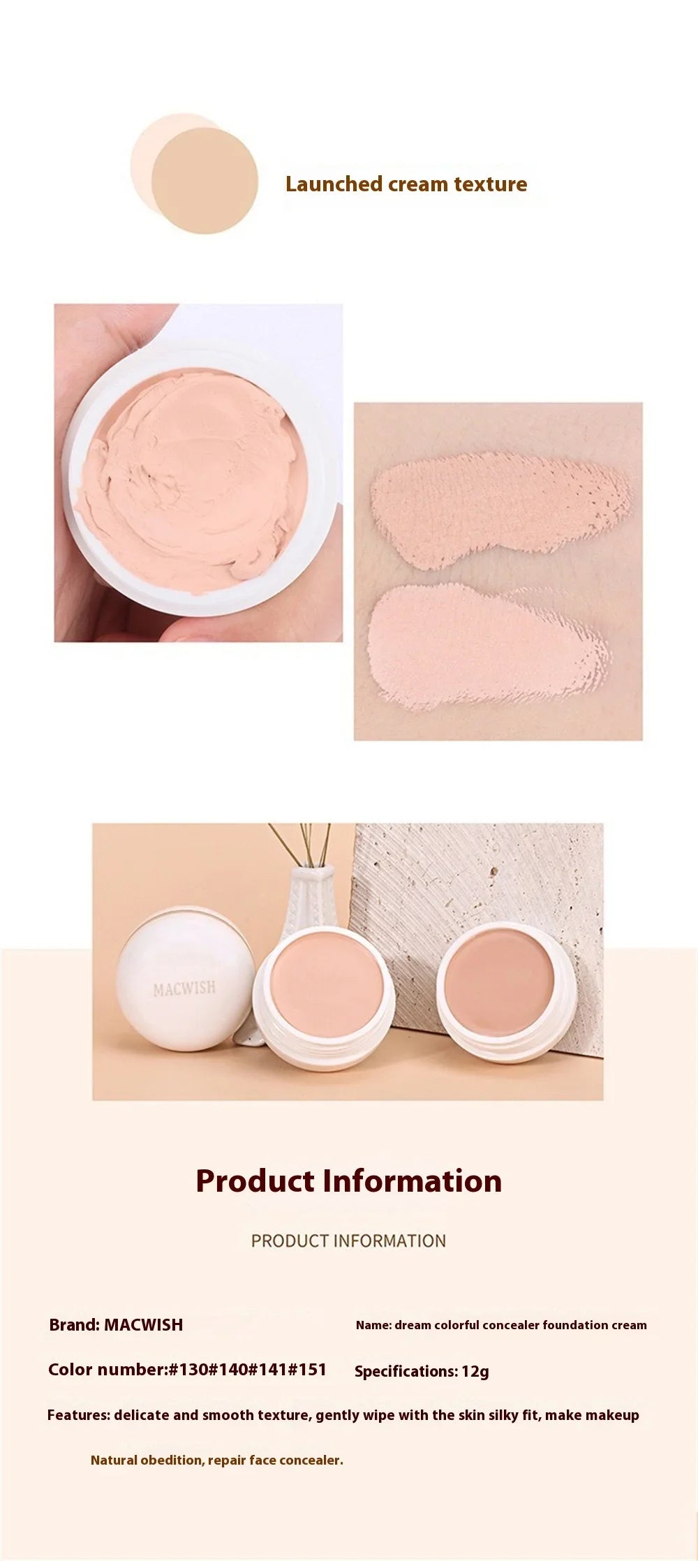 Corrector de Alta Cobertura Cubrir Antiojeras Pecas Base de Maquillaje Duradera a Prueba de Agua BB Cream para el Rostro