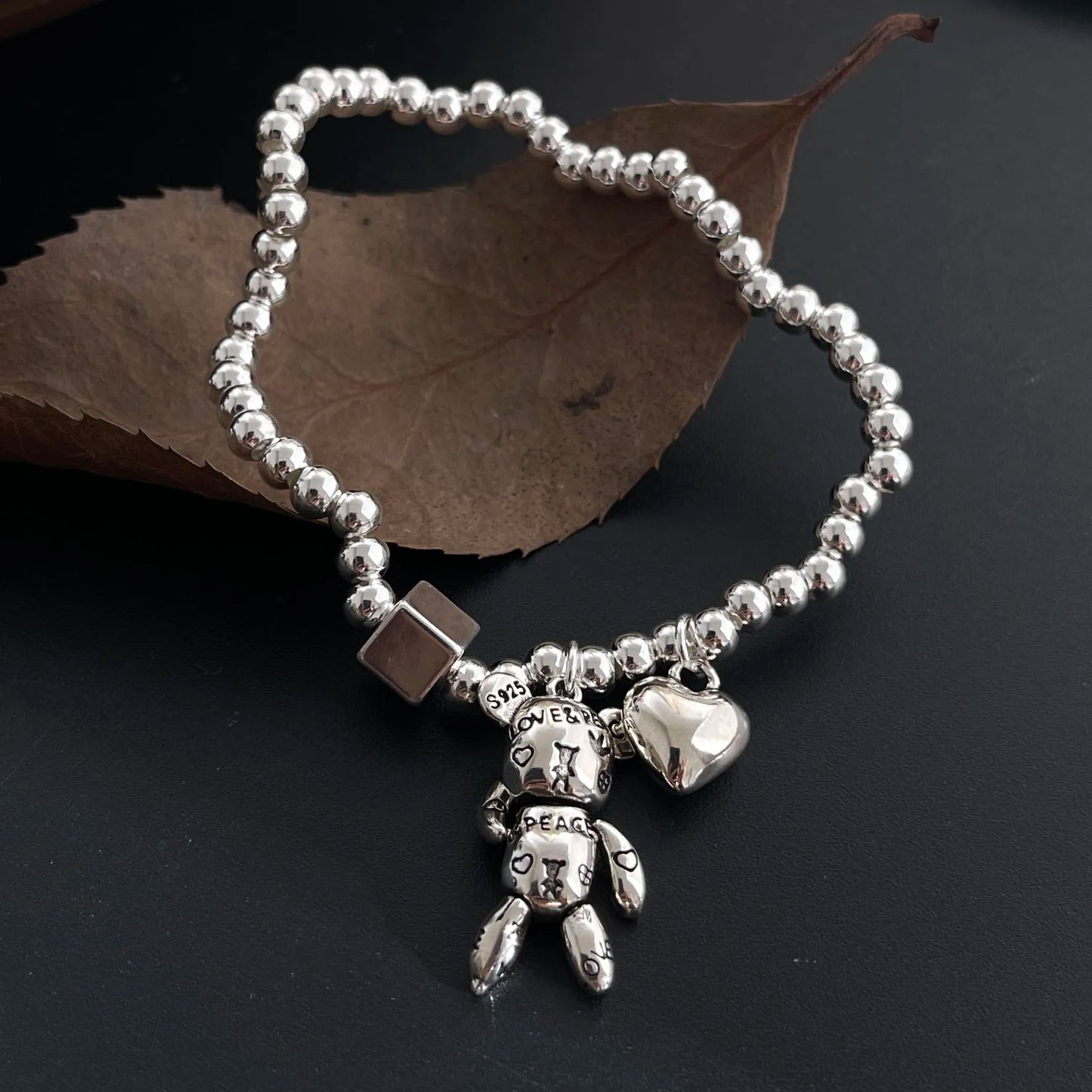 925 Sterling Silver Bracelets for Women Men Accessories Trend Vintage Beads Chain Pendant Party Jewelry Gift
