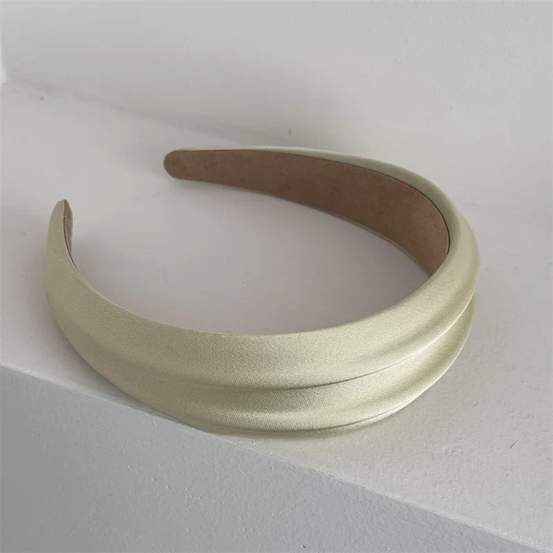 Elegant Women High Cranium Headbands Wide Brimmed Satin Cloth Hairbands Fashion Female Daily Party Press Hair Accessories