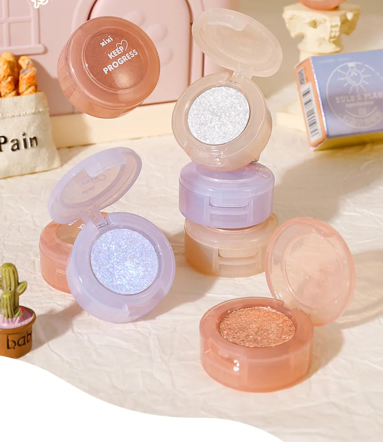 Paleta de Sombras de Ojos Monocromática con Brillo de Diamante, Sombras de Ojos Descoloradas, Iluminador, Lentejuelas, Resistente al Agua, Pigmentos de Maquillaje de Larga Duración
