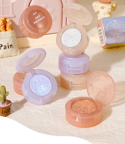 Paleta de Sombras de Ojos Monocromática con Brillo de Diamante, Sombras de Ojos Descoloradas, Iluminador, Lentejuelas, Resistente al Agua, Pigmentos de Maquillaje de Larga Duración