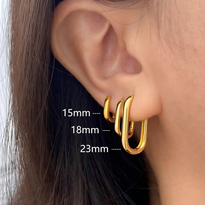 2/6 PCS Pendientes Huggies Minimalistas Mariasz de Acero Inoxidable con Recubrimiento PVD Color Oro, Aro Cuadrado para Mujeres y Hombres, Joyería Clásica