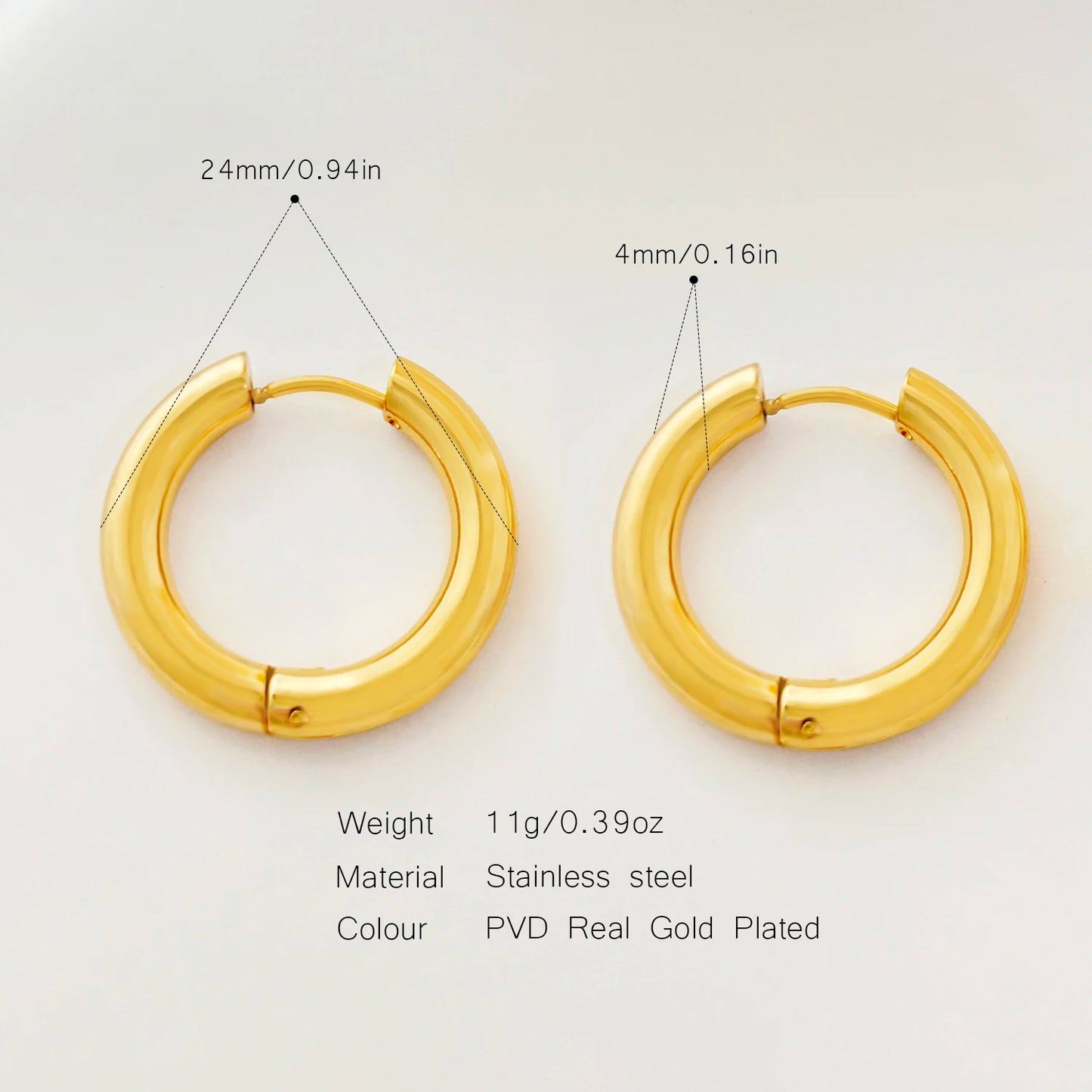 Pendientes de Aro Clásicos, Joyería de Acero Inoxidable a la Moda y Versátil