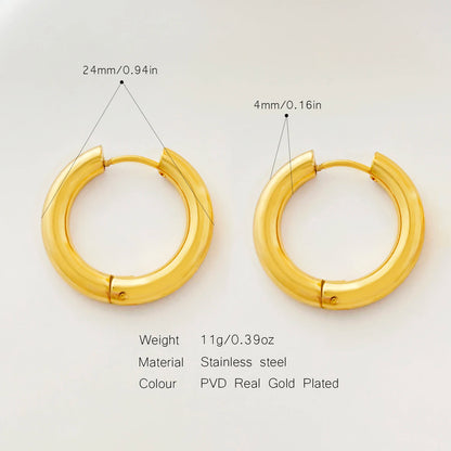Pendientes de Aro Clásicos, Joyería de Acero Inoxidable a la Moda y Versátil