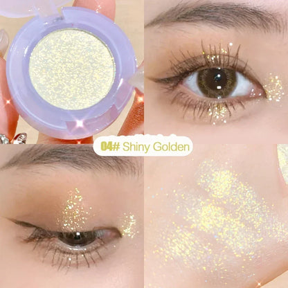 Paleta de Sombras de Ojos Monocromática con Brillo de Diamante, Sombras de Ojos Descoloradas, Iluminador, Lentejuelas, Resistente al Agua, Pigmentos de Maquillaje de Larga Duración