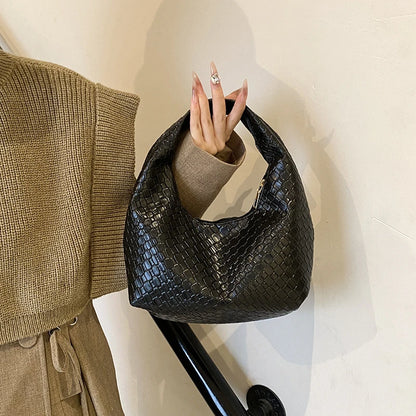 Bolso de Hombro Hobo Pequeño de Mujer de Moda Clásica, Tejido y Grabado, de Cuero PU Suave con Asa Superior, Bolsos Casuales para el Día a Día