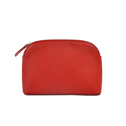 Bolsa de cosméticos de cuero sintético con letras personalizadas, clásica, sencilla, de color liso, con cremallera avanzada.