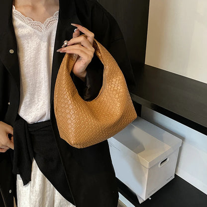 Bolso de Hombro Hobo Pequeño de Mujer de Moda Clásica, Tejido y Grabado, de Cuero PU Suave con Asa Superior, Bolsos Casuales para el Día a Día