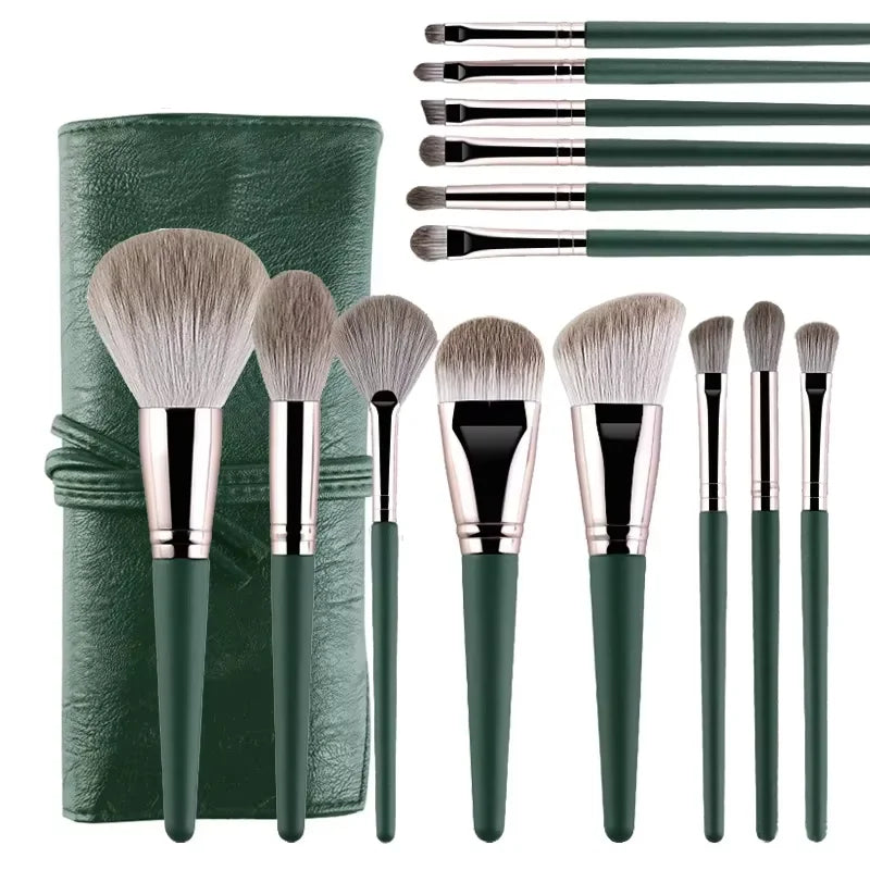 14 piezas de brochas de maquillaje suaves y esponjosas, herramientas cosméticas, polvo, sombra de ojos, base, rubor, para difuminar, brocha de belleza para maquillaje